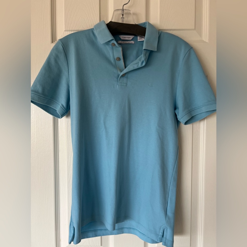 calvin klein light blue polo shirt - XS